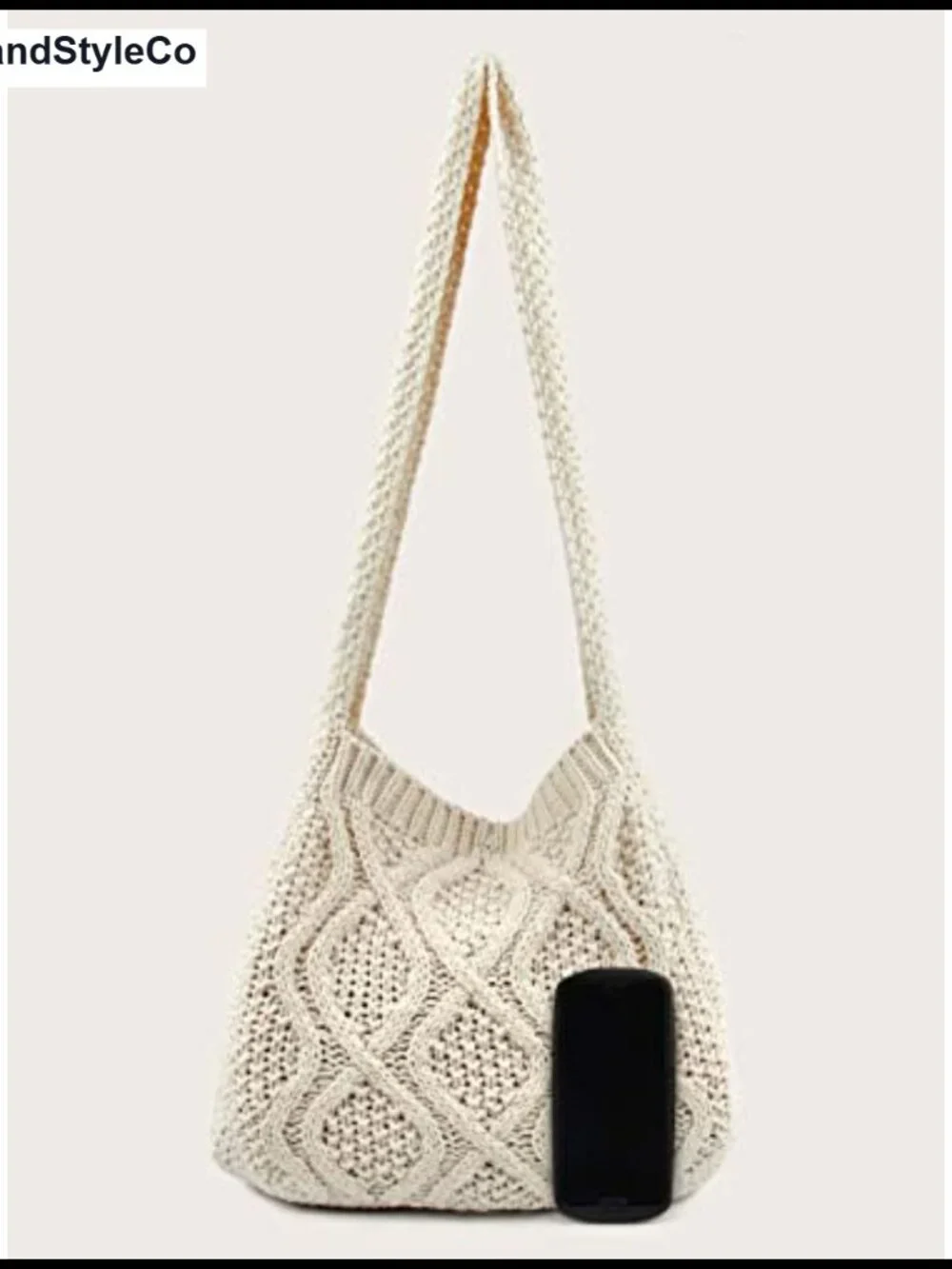 Women's Crochet Knit Tote Bag Shoulder Handbag